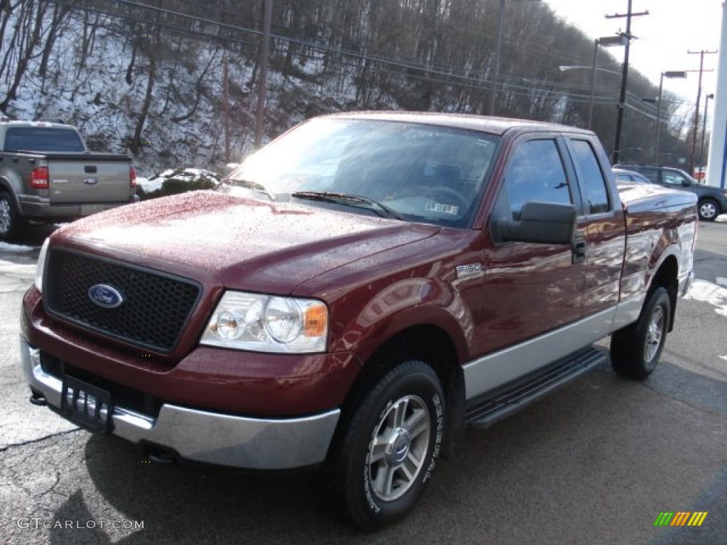 2005 F150 XLT SuperCab 4x4 - Dark Toreador Red Metallic / Medium Flint Grey photo #4