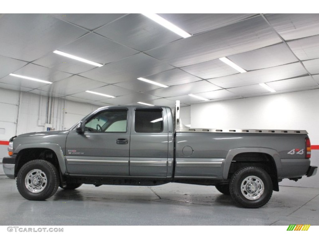 2002 Silverado 2500 LS Extended Cab 4x4 - Medium Charcoal Gray Metallic / Graphite photo #15