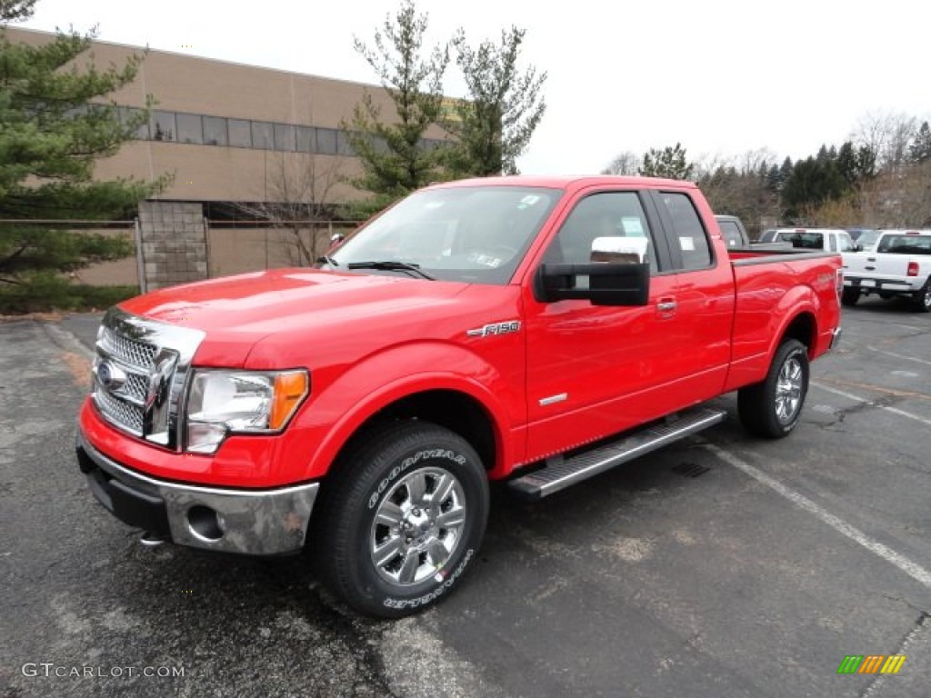 2012 F150 Lariat SuperCab 4x4 - Race Red / Pale Adobe photo #5