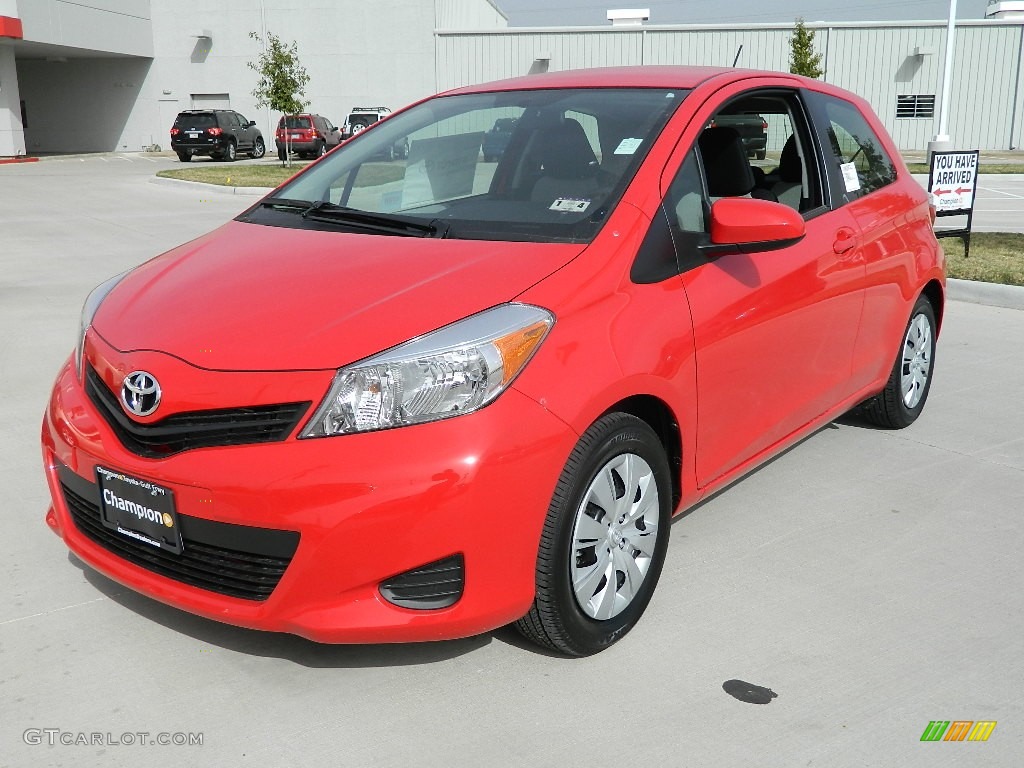2012 Yaris LE 3 Door - Absolutely Red / Ash Gray photo #1