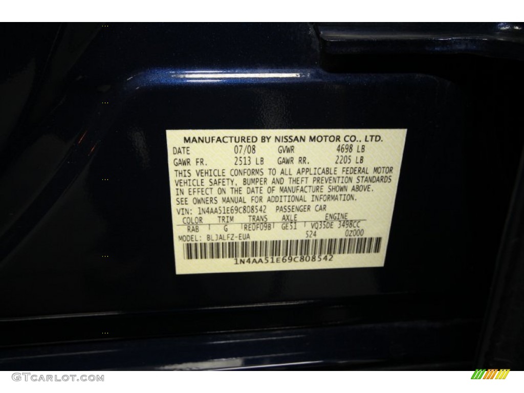 2009 Maxima Color Code RAB for Navy Blue Metallic Photo #60063828