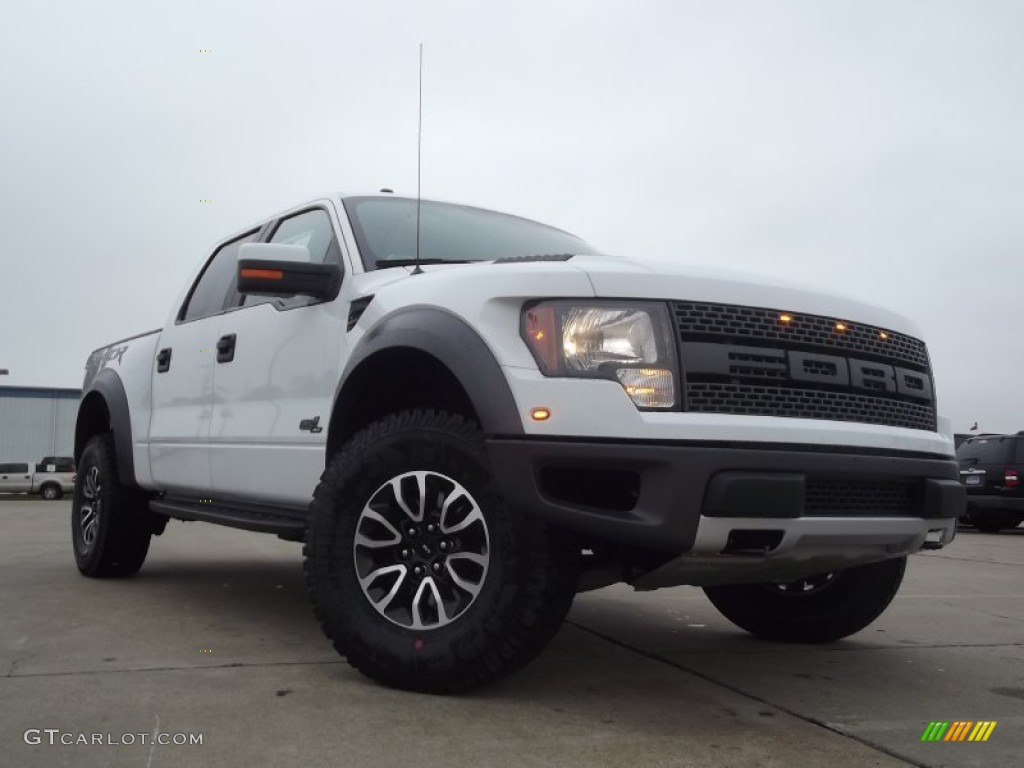 2012 F150 SVT Raptor SuperCrew 4x4 - Oxford White / Raptor Black Leather/Cloth with Blue Accent photo #1