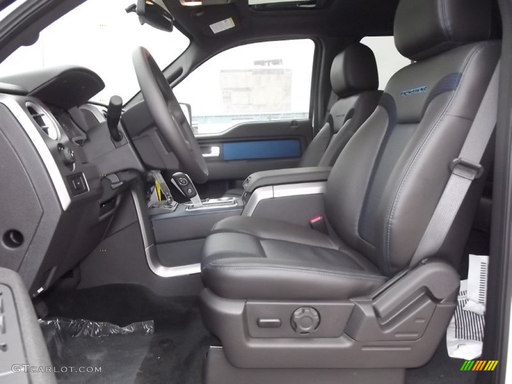 Raptor Black Leather/Cloth with Blue Accent Interior 2012 Ford F150 SVT Raptor SuperCrew 4x4 Photo #60065874