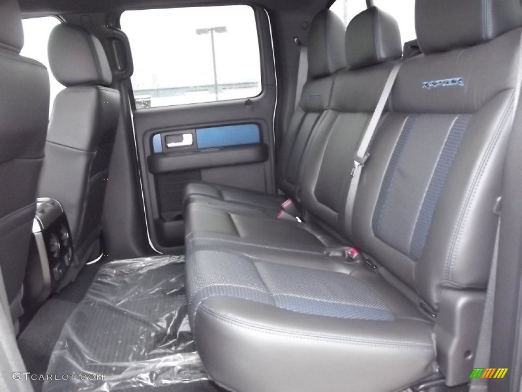 Raptor Black Leather/Cloth with Blue Accent Interior 2012 Ford F150 SVT Raptor SuperCrew 4x4 Photo #60065901
