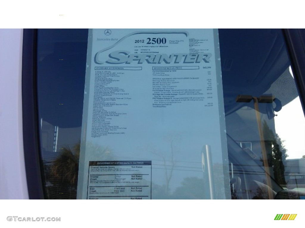 2012 Mercedes-Benz Sprinter 2500 High Roof Cargo Van Window Sticker Photo #60069006
