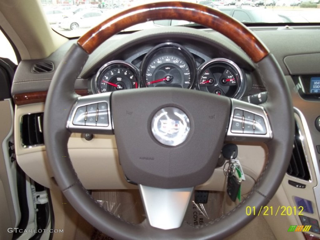 2012 Cadillac CTS 3.0 Sedan Cashmere/Cocoa Steering Wheel Photo #60072210