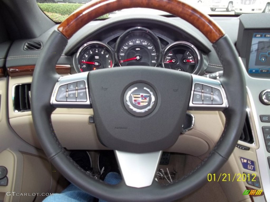 2012 Cadillac CTS Coupe Cashmere/Cocoa Steering Wheel Photo #60072741