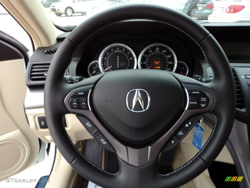 2012 Acura TSX Sedan Parchment Steering Wheel Photo #60074448