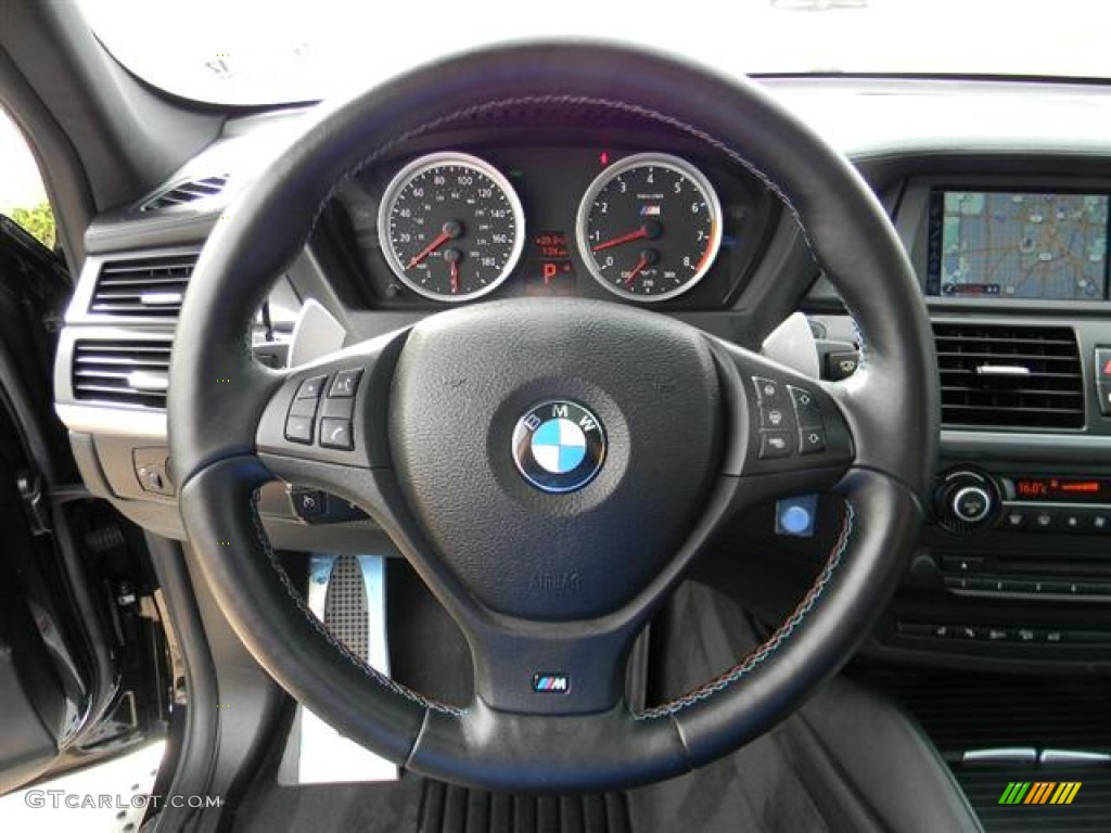 2011 BMW X6 M M xDrive Black Merino Leather Steering Wheel Photo #60084217
