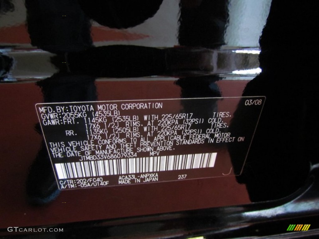 2008 RAV4 4WD - Black / Ash photo #17