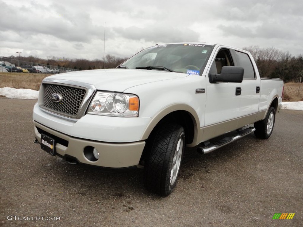 2008 F150 Lariat SuperCrew 4x4 - Oxford White / Tan photo #11