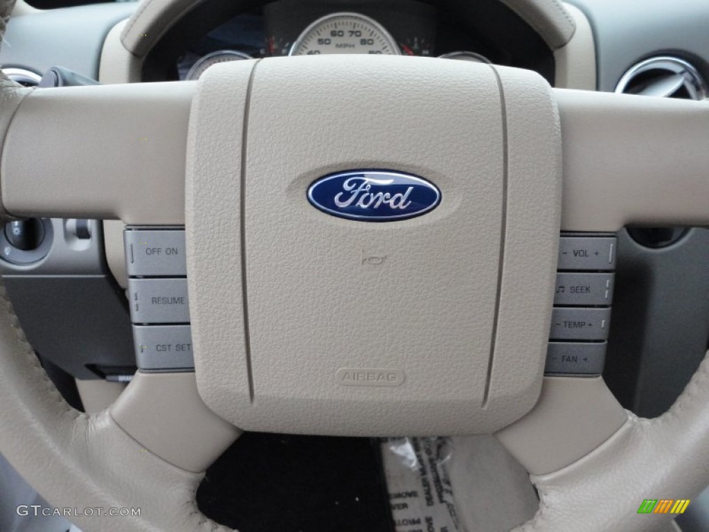 2008 Ford F150 Lariat SuperCrew 4x4 Tan Steering Wheel Photo #60087912