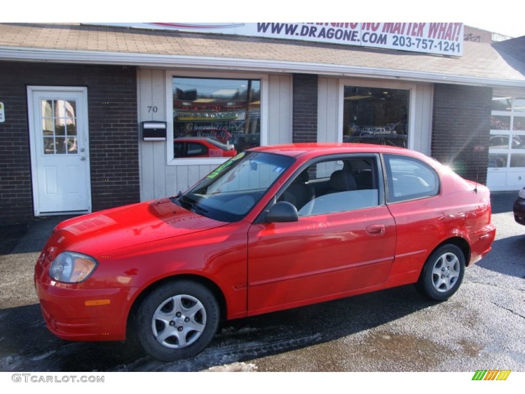 2005 Accent GLS Coupe - Retro Red / Gray photo #1