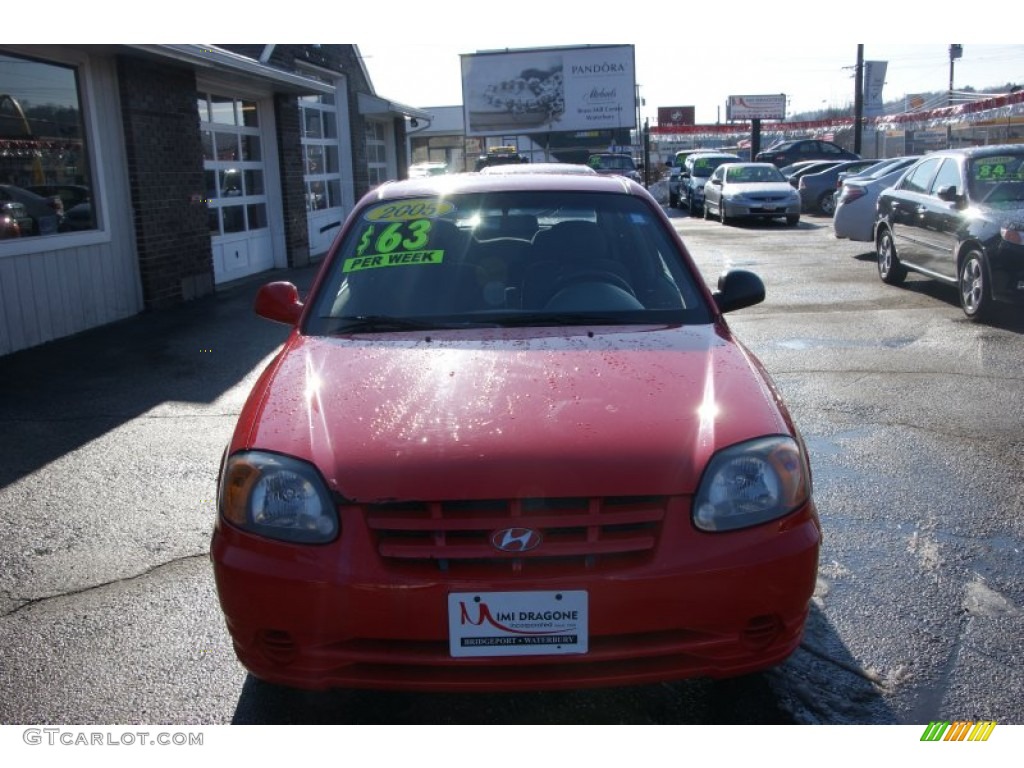 2005 Accent GLS Coupe - Retro Red / Gray photo #2
