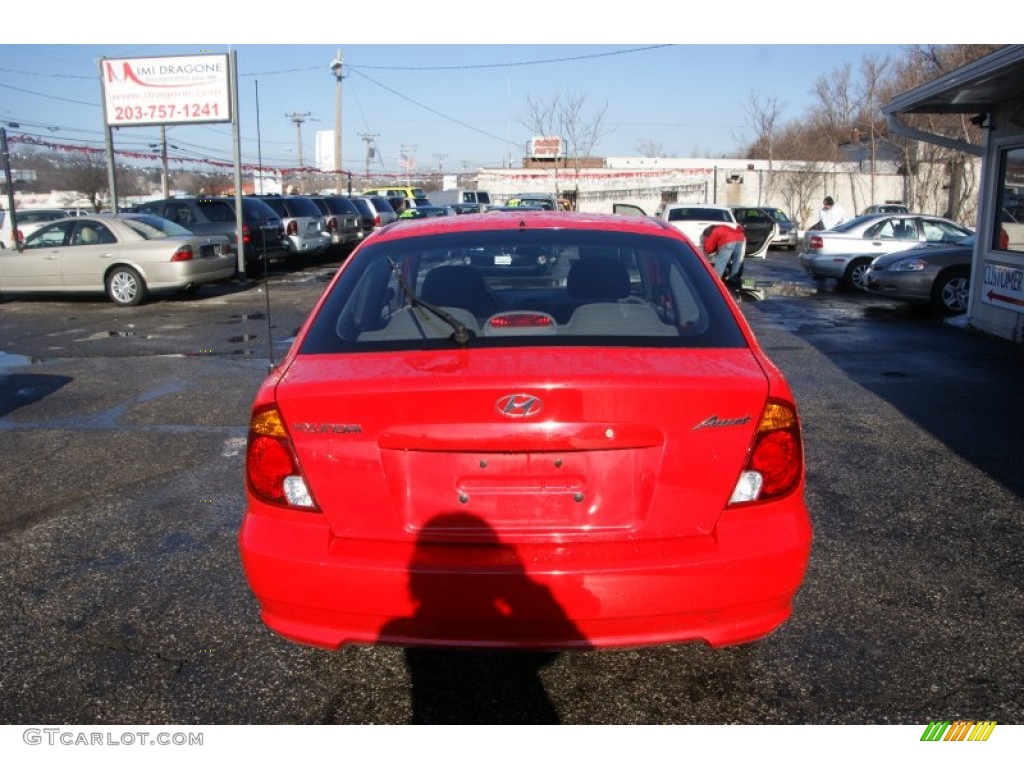 2005 Accent GLS Coupe - Retro Red / Gray photo #5