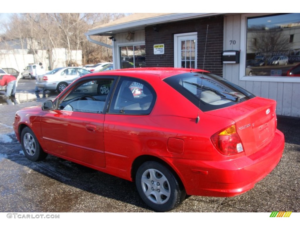 2005 Accent GLS Coupe - Retro Red / Gray photo #6