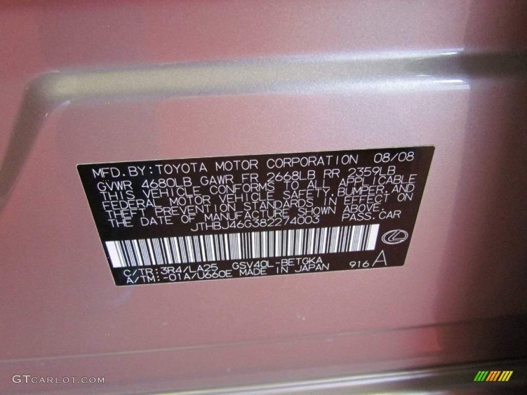 2008 ES Color Code 3R4 for Moon Shell Mica Photo #60090315