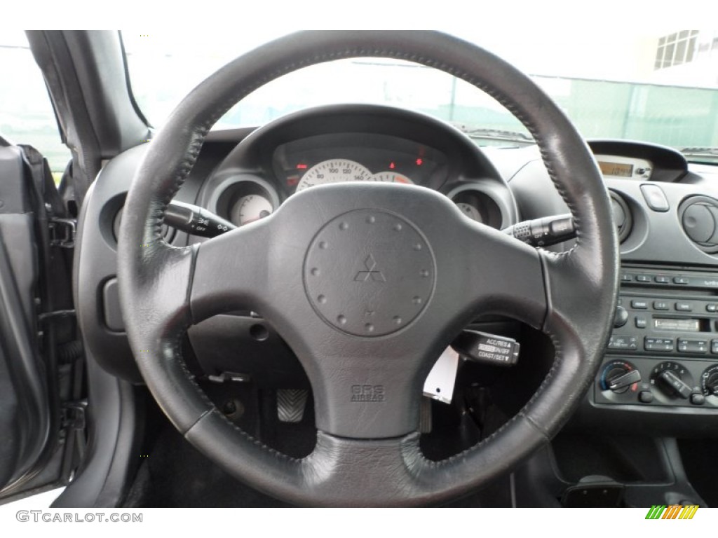 2002 Mitsubishi Eclipse GT Coupe Black Steering Wheel Photo #60098229