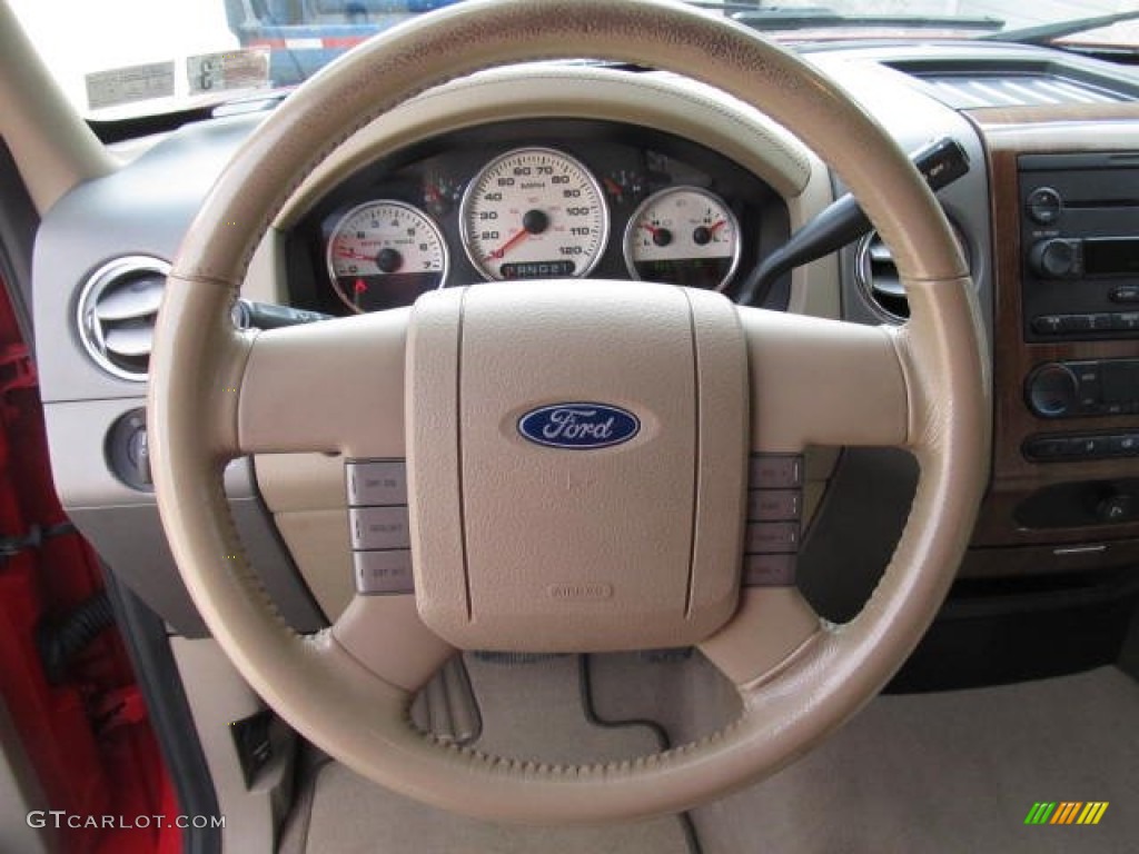 2004 Ford F150 Lariat SuperCrew 4x4 Tan Steering Wheel Photo #60109425