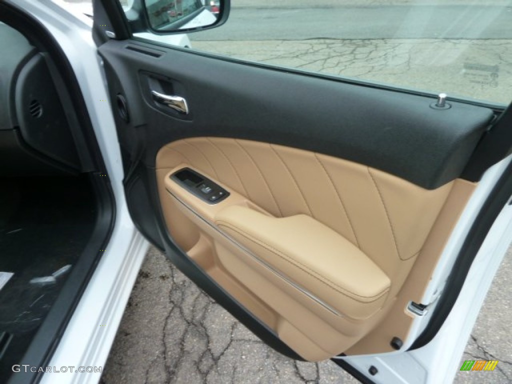2012 Dodge Charger R/T Plus AWD Tan/Black Door Panel Photo #60112398