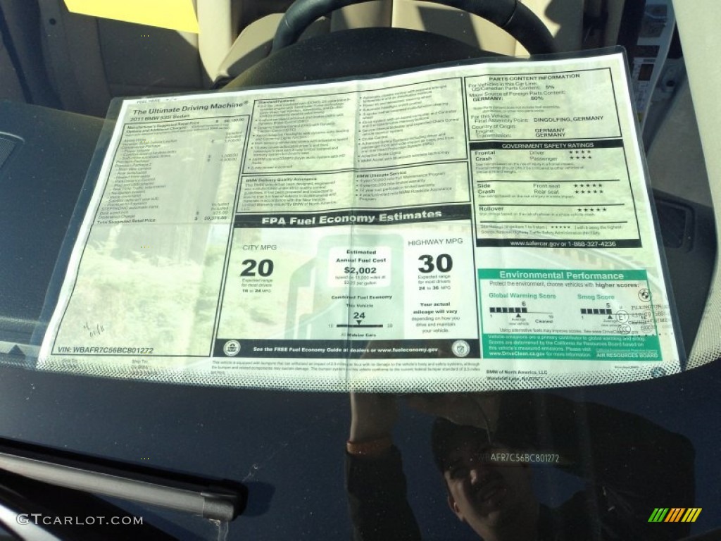 2011 BMW 5 Series 535i Sedan Window Sticker Photo #60115430