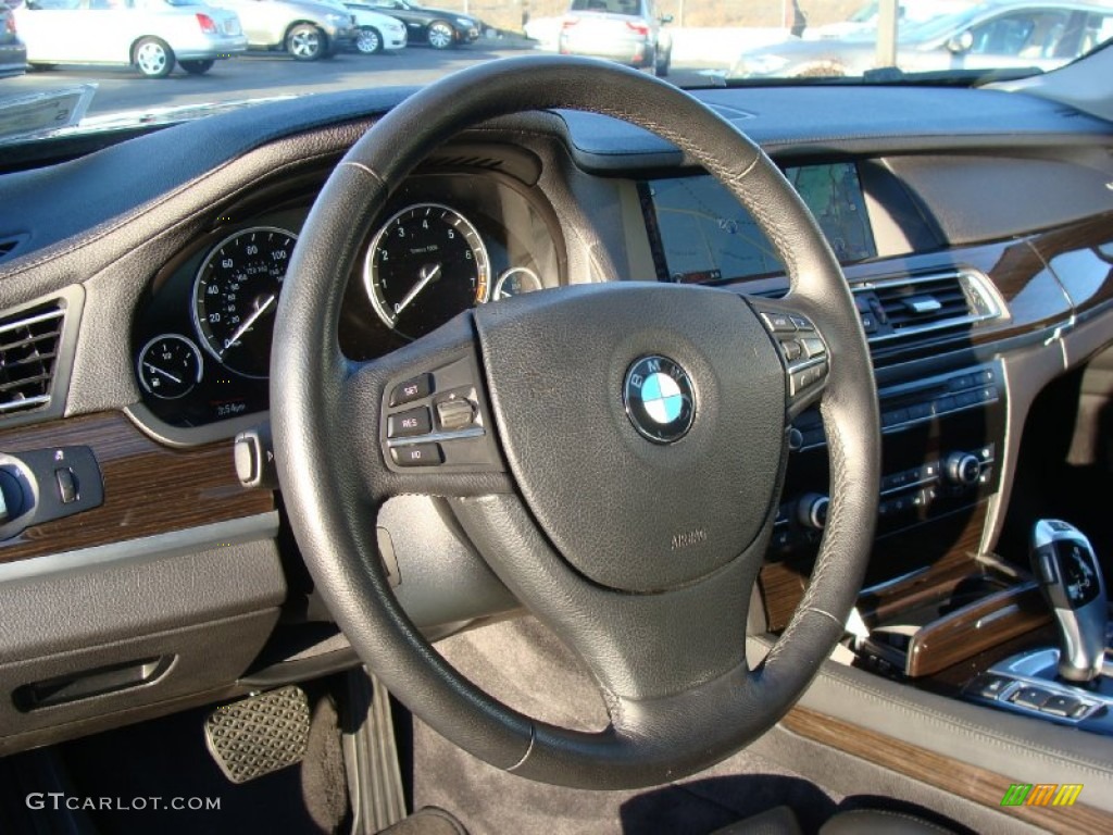 2009 BMW 7 Series 750i Sedan Black Nappa Leather Steering Wheel Photo #60116636