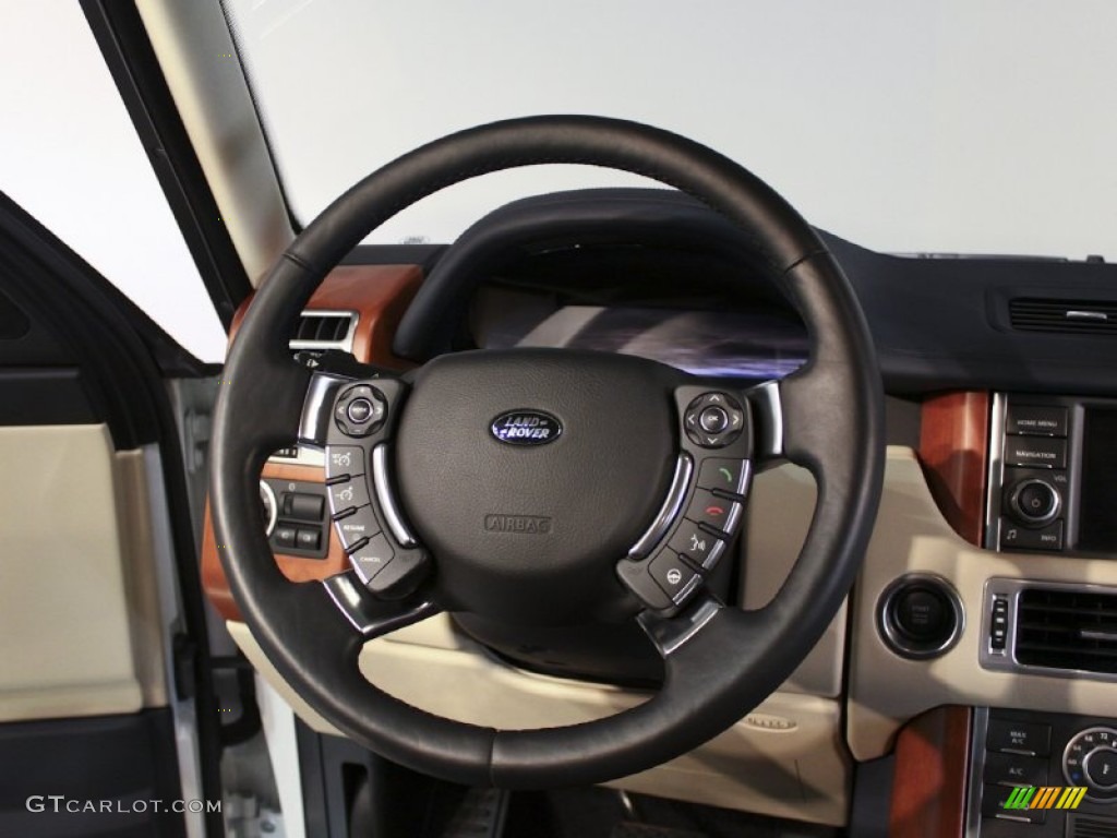 2011 Land Rover Range Rover HSE Navy Blue/Parchment Steering Wheel Photo #60121268