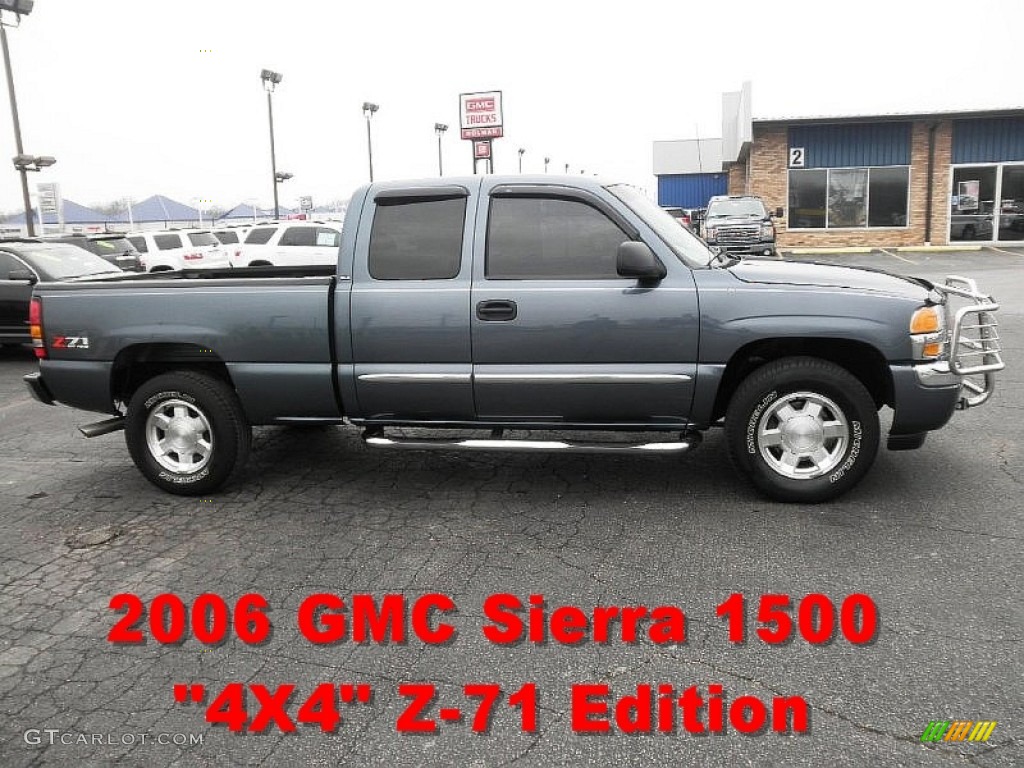 2006 Sierra 1500 SLE Extended Cab 4x4 - Stealth Gray Metallic / Dark Pewter photo #1
