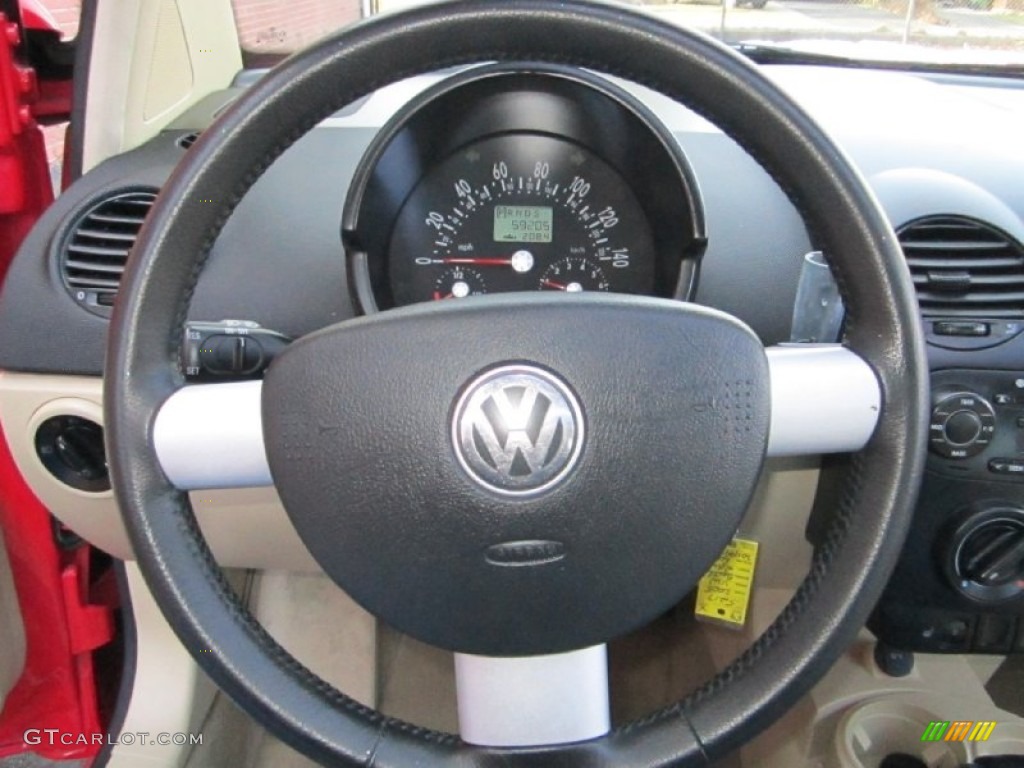 2005 Volkswagen New Beetle GLS Coupe Cream Beige Steering Wheel Photo #60134109