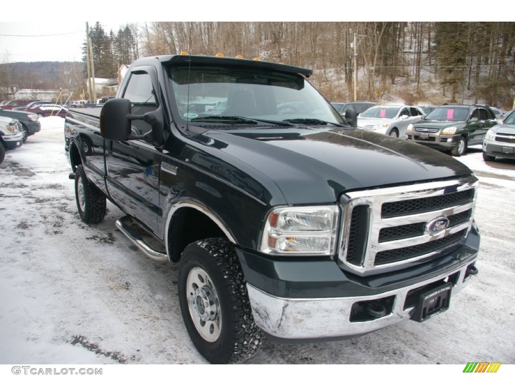 Dark Green Satin Metallic 2005 Ford F250 Super Duty XLT Regular Cab 4x4 Exterior Photo #60138291