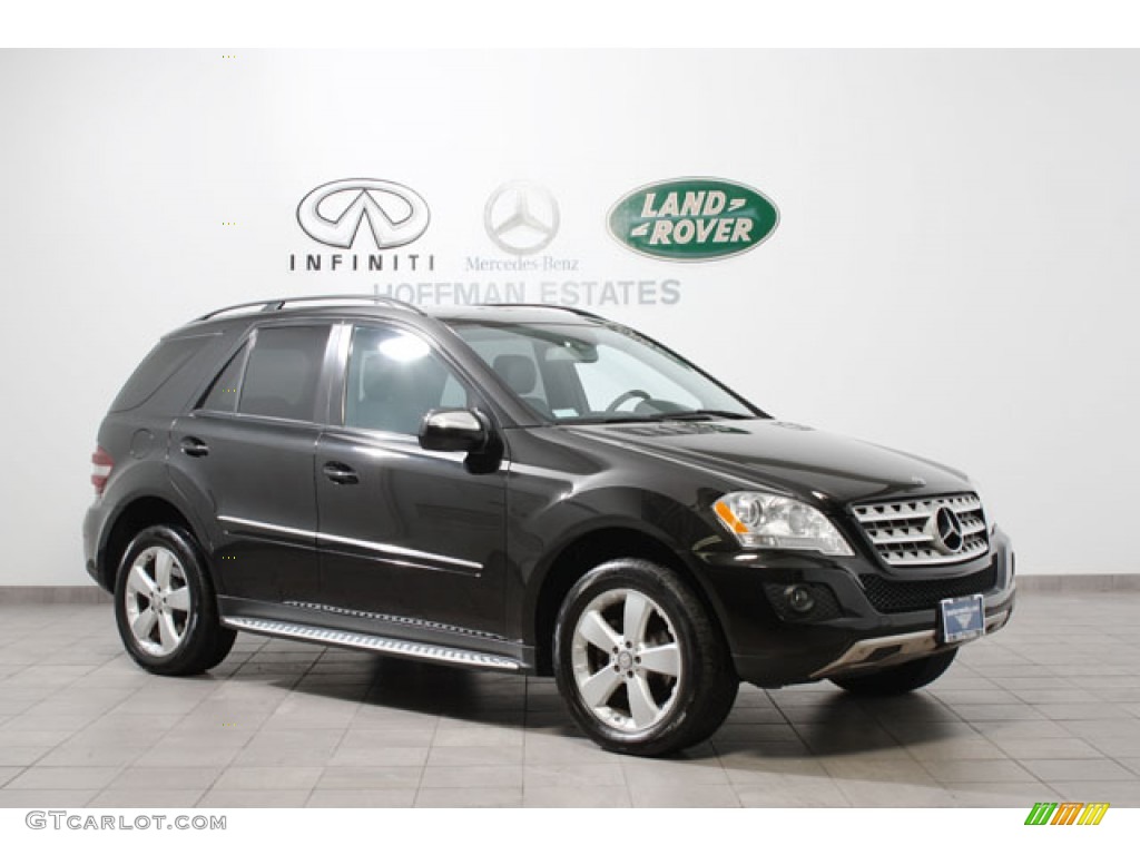 2009 ML 350 4Matic - Obsidian Black Metallic / Black photo #1