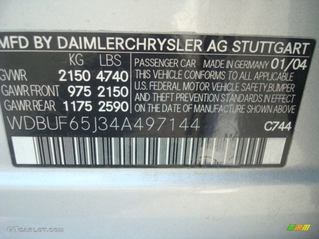 2004 E Color Code 744 for Brilliant Silver Metallic Photo #60141249