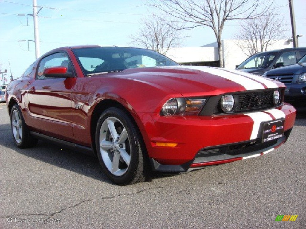 2010 Mustang GT Premium Coupe - Red Candy Metallic / Charcoal Black/Cashmere photo #1
