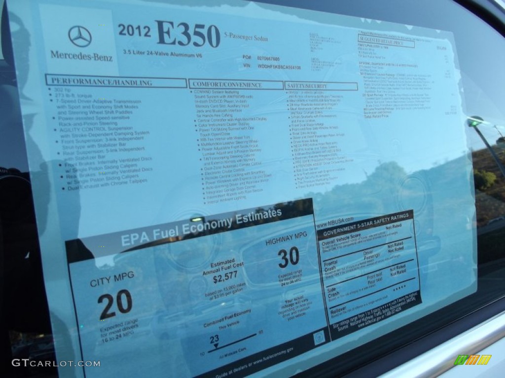 2012 Mercedes-Benz E 350 Sedan Window Sticker Photo #60144531