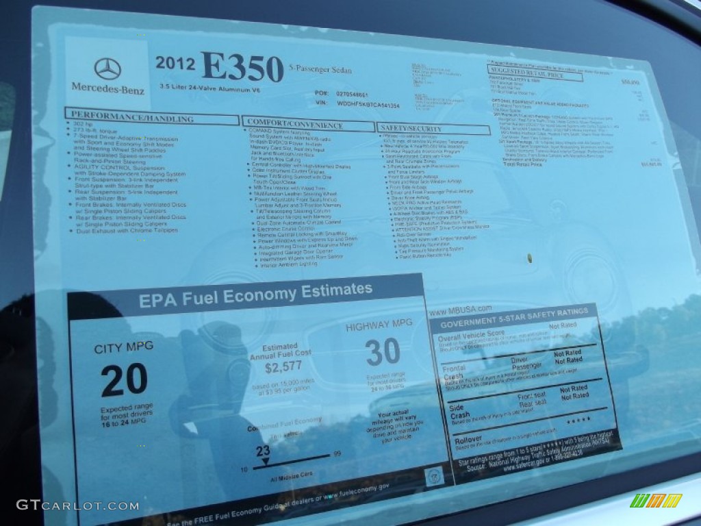 2012 Mercedes-Benz E 350 Sedan Window Sticker Photo #60144837