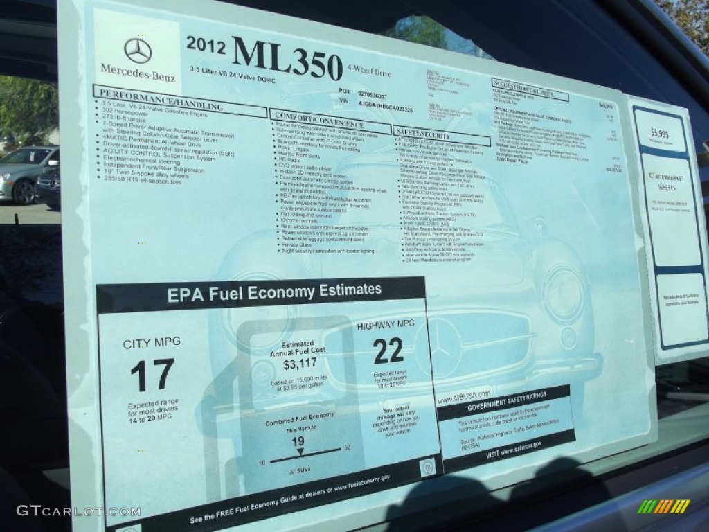 2012 Mercedes-Benz ML 350 4Matic Window Sticker Photo #60145137