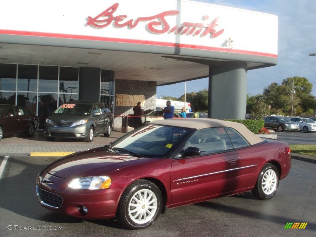 2001 Sebring LXi Convertible - Dark Garnet Red Pearlcoat / Sandstone photo #2