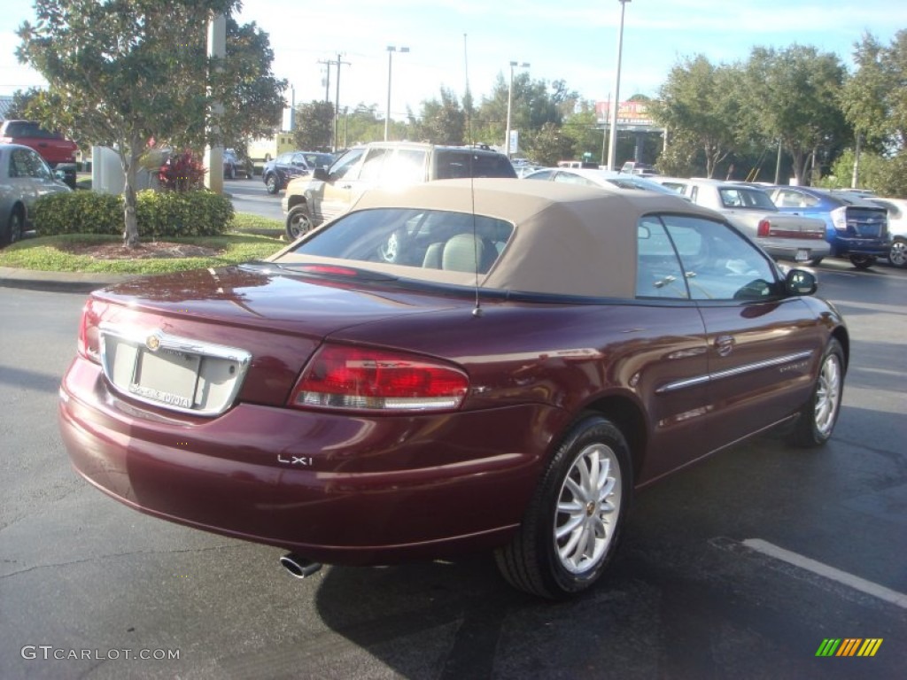 2001 Sebring LXi Convertible - Dark Garnet Red Pearlcoat / Sandstone photo #6