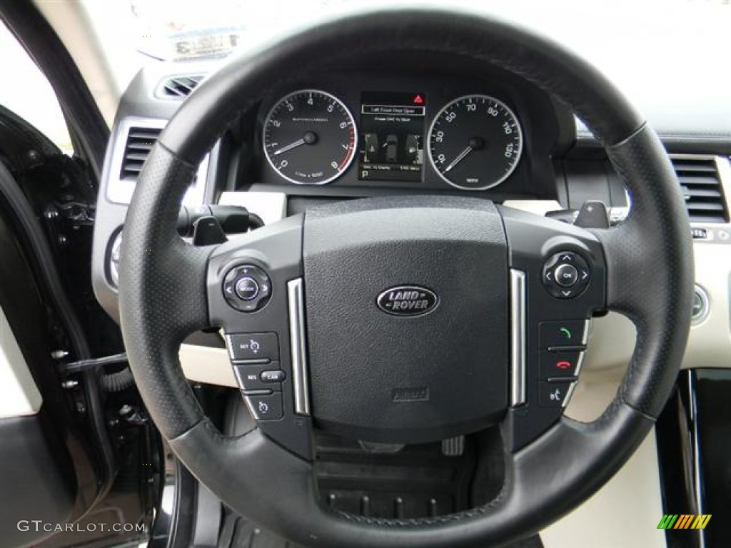 2010 Land Rover Range Rover Sport Supercharged Premium Ivory/Ebony Stitching Steering Wheel Photo #60154365