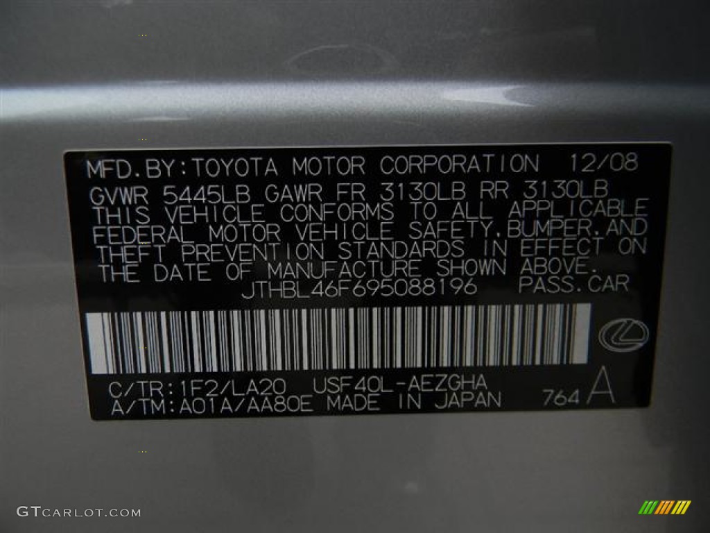 2009 LS Color Code 1F2 for Mercury Silver Metallic Photo #60155187