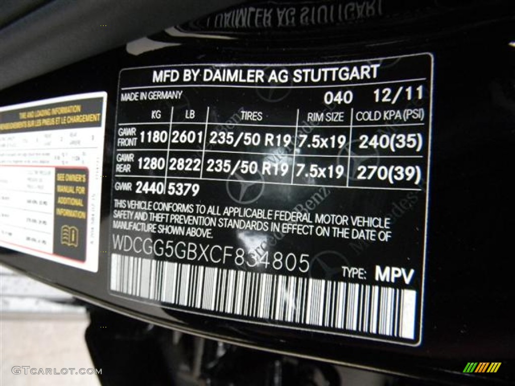 2012 GLK Color Code 040 for Black Photo #60155967
