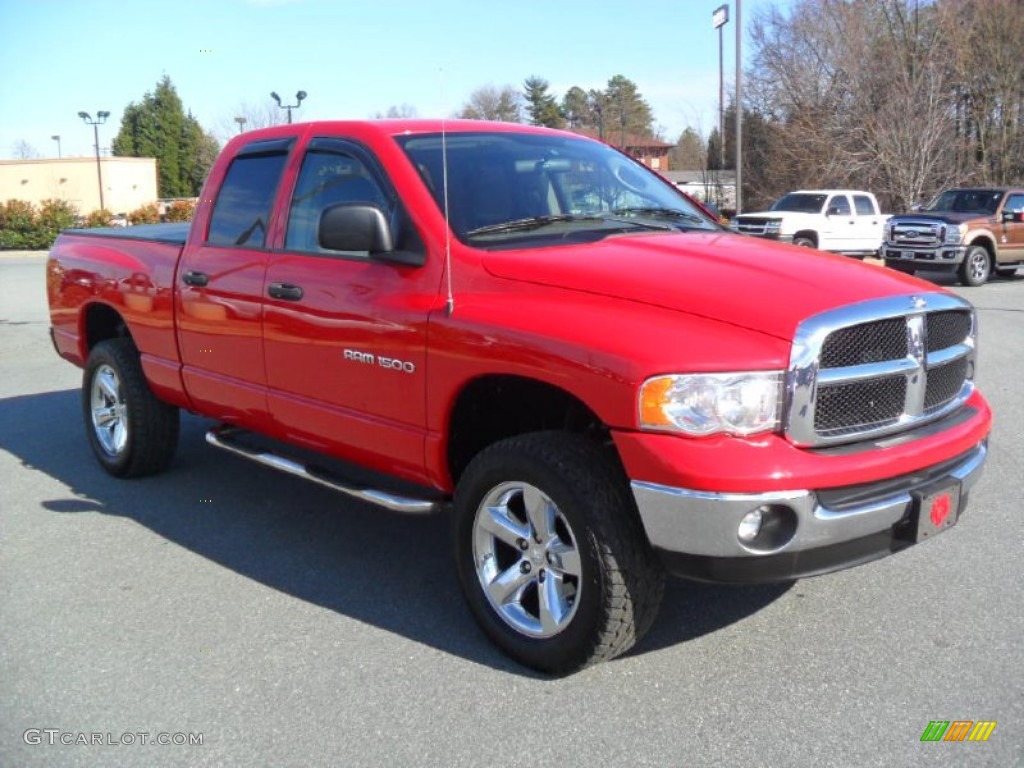 2005 Ram 1500 SLT Quad Cab 4x4 - Flame Red / Taupe photo #2