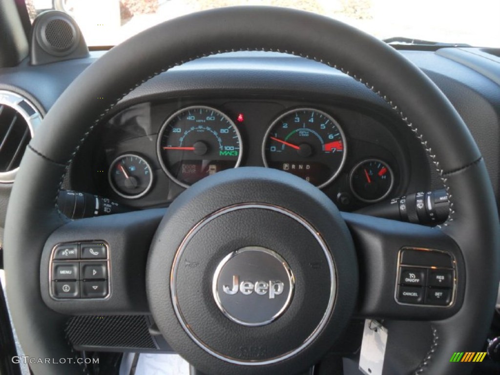 2012 Jeep Wrangler Unlimited Call of Duty: MW3 Edition 4x4 Call of Duty: Black Sedosa/Silver French-Accent Steering Wheel Photo #60158191