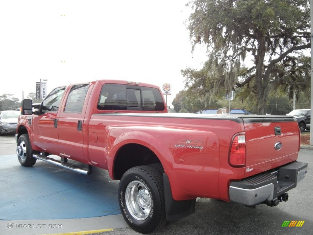 2008 F350 Super Duty Lariat Crew Cab 4x4 Dually - Bright Red / Camel photo #3