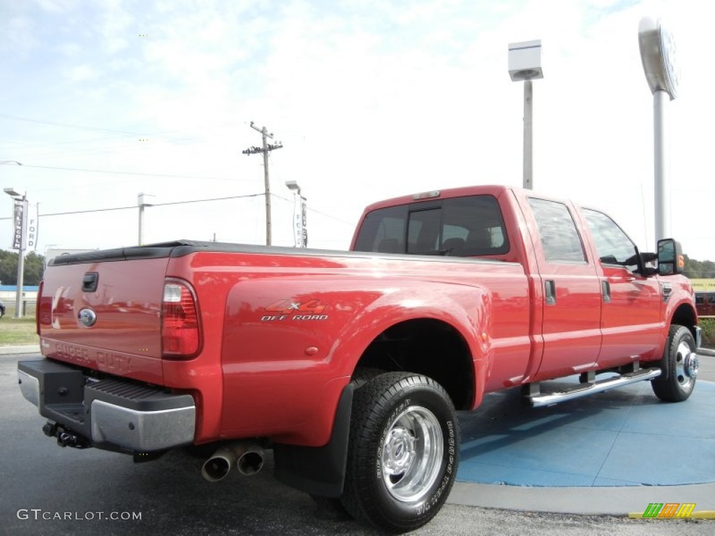 Bright Red 2008 Ford F350 Super Duty Lariat Crew Cab 4x4 Dually Exterior Photo #60159666