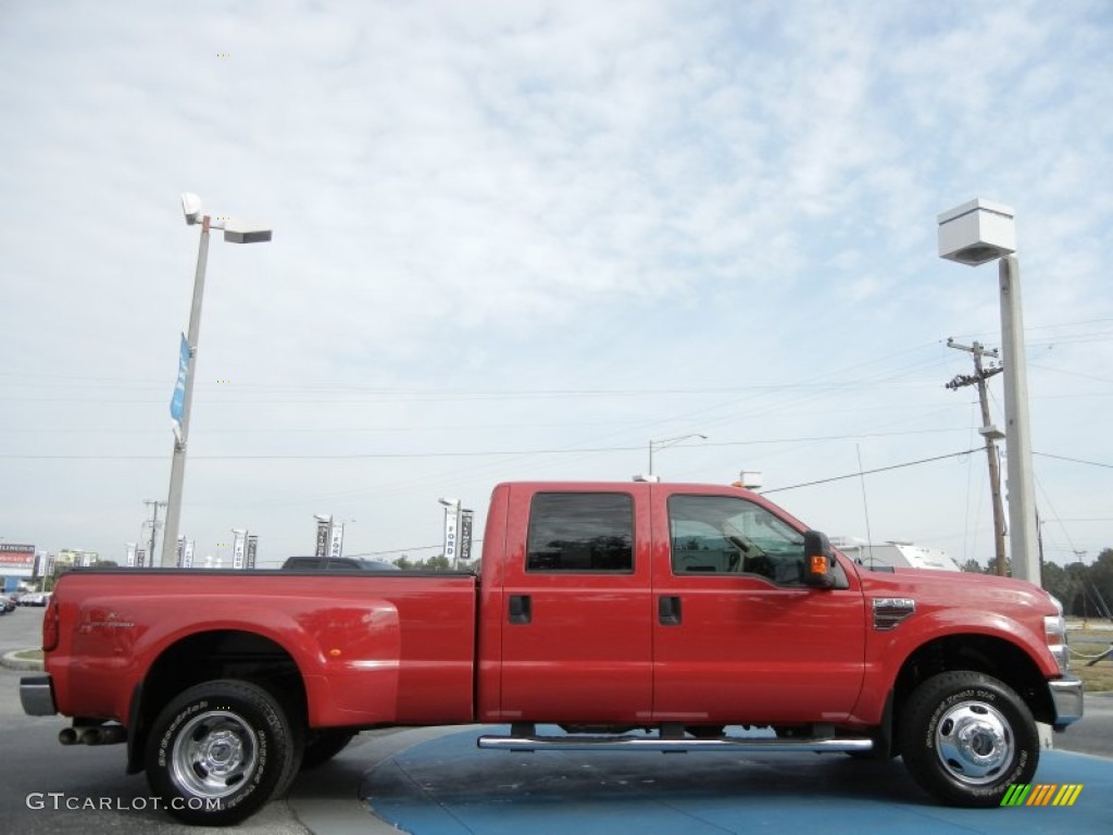 Bright Red 2008 Ford F350 Super Duty Lariat Crew Cab 4x4 Dually Exterior Photo #60159675