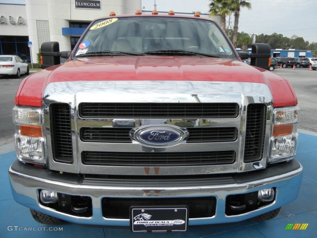 2008 F350 Super Duty Lariat Crew Cab 4x4 Dually - Bright Red / Camel photo #8
