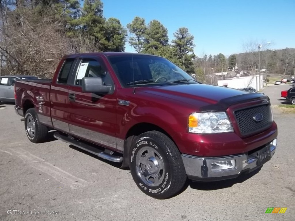 2005 F150 XLT SuperCab - Dark Toreador Red Metallic / Medium Flint Grey photo #2