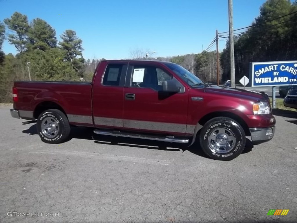 2005 F150 XLT SuperCab - Dark Toreador Red Metallic / Medium Flint Grey photo #3