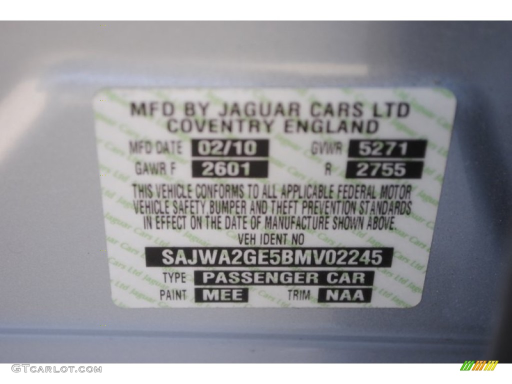 2011 XJ Color Code MEE for Liquid Silver Metallic Photo #60169206